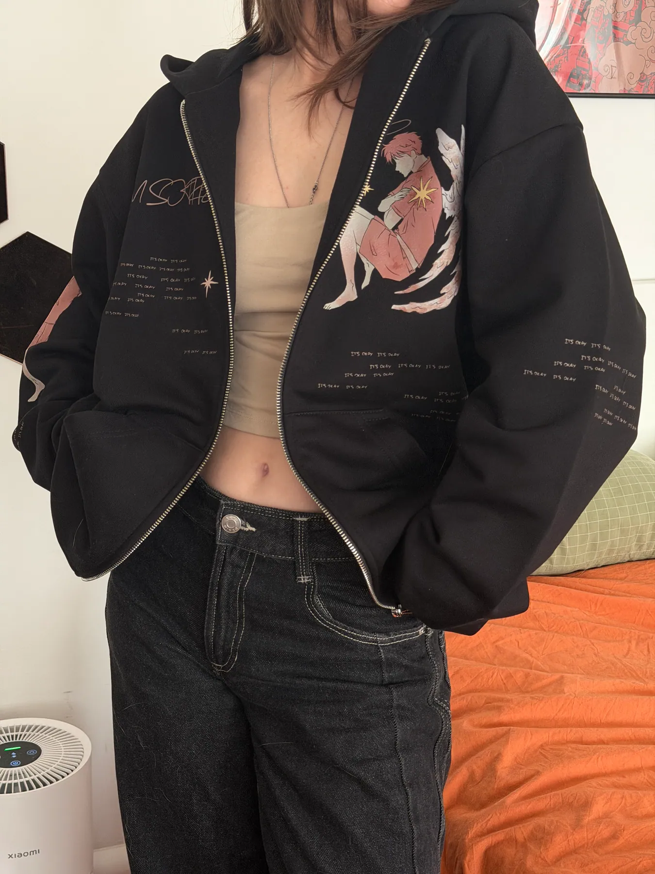 Zip-up hoodie "SO TIRED", photo 3