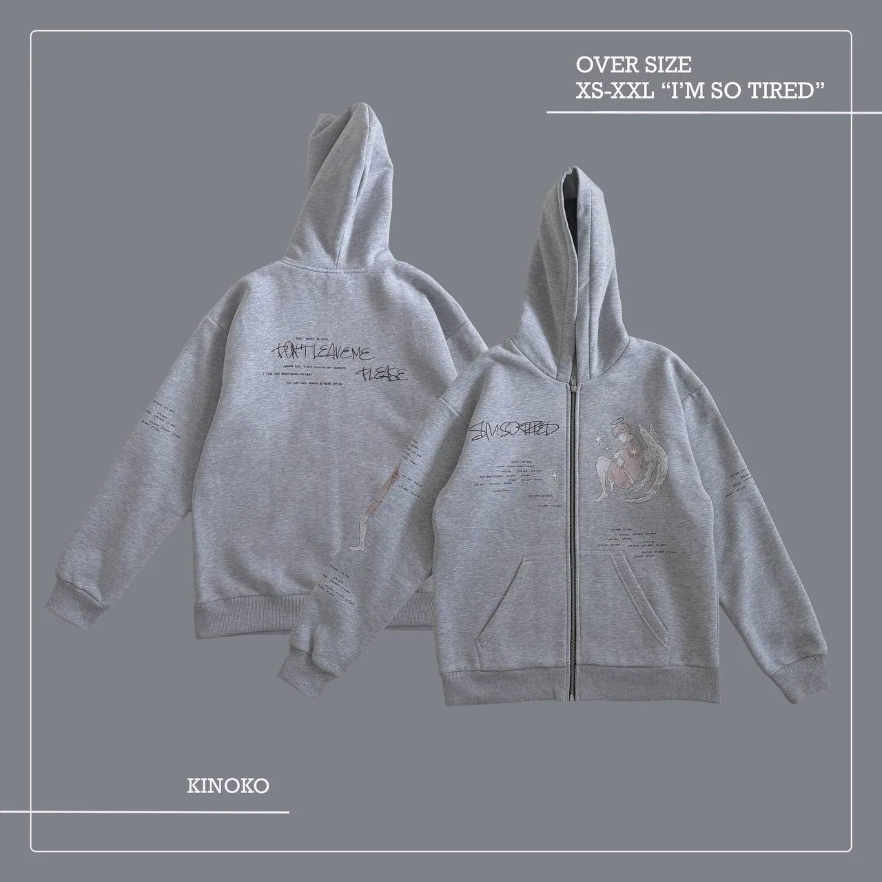 Zip-up hoodie "SO TIRED", photo 5