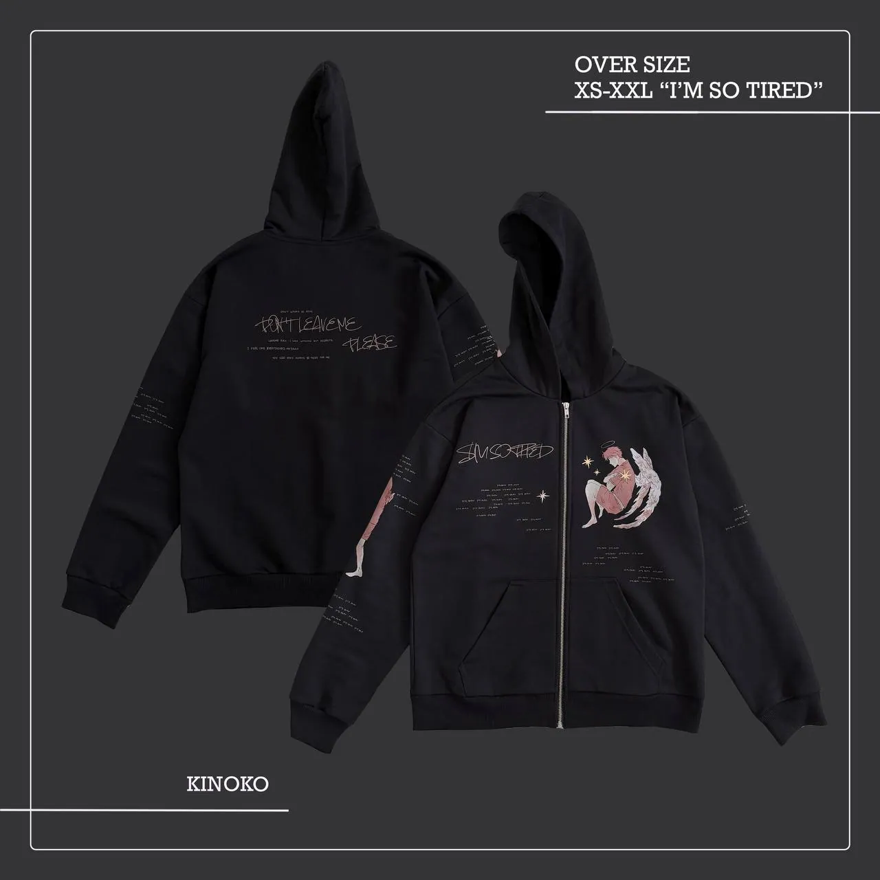 Zip-up hoodie "SO TIRED", photo 6